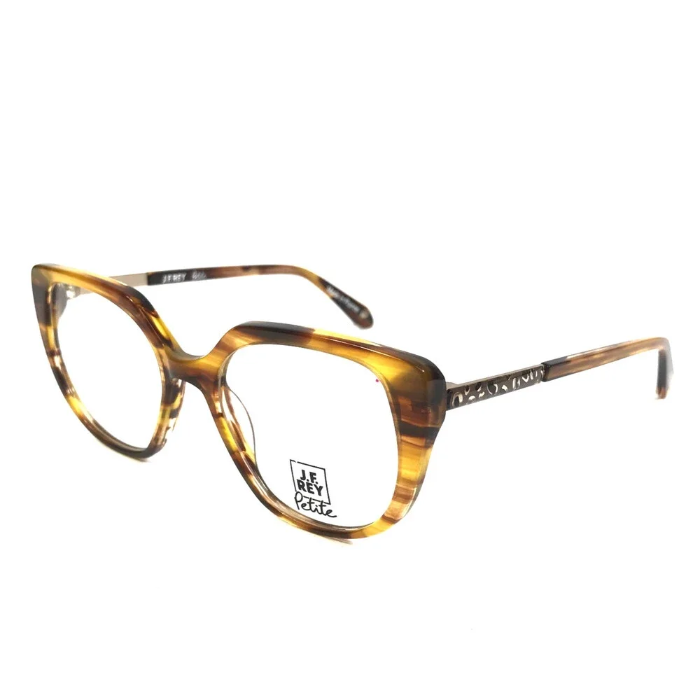 J.F. Rey Petite Eyeglasses Frames PA093 9050 Demi Horn Gold Cat Eye 48-16-140